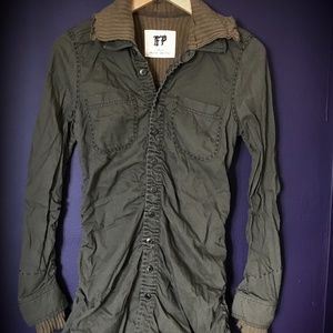 Free people army green light jacket/button down shirt